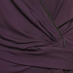 Gucci Purple Jersey Zip Detail Draped Short Dress M