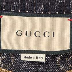 Gucci Dark Blue GG Cotton Lamé Crew Neck Jumper M
