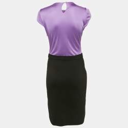 Pre Owned Gucci Purple/Black Jersey Cap Sleeve Short Dress M