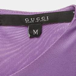 Pre Owned Gucci Purple/Black Jersey Cap Sleeve Short Dress M