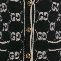 Gucci Black GG Bouclé Jacquard Knit Button Front Cardigan S