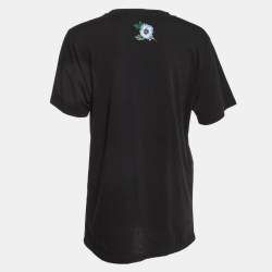 Gucci Black Vintage Logo Print Jersey Distressed Crew Neck T-Shirt XS