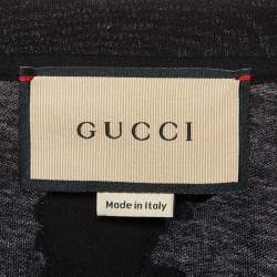 Gucci Black Vintage Logo Print Jersey Distressed Crew Neck T-Shirt XS