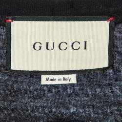 Pre Owned Gucci Black Sequin Embellished Cotton Crew Neck T-Shirt