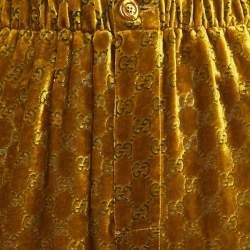 Gucci Yellow GG Interlocking Feather Trim Devore Trousers XS
