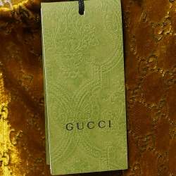 Gucci Yellow GG Interlocking Feather Trim Devore Trousers XS