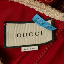 Gucci Red Logo Patterned Wool Blend Pocket Detail Mini Dress M