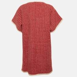 Gucci Red Logo Patterned Wool Blend Pocket Detail Mini Dress M