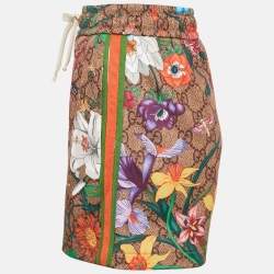 Gucci Brown GG Supreme and Floral Print Jersey Shorts XS