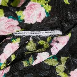 Gucci Black Floral Print Jacquard Crepe Top M
