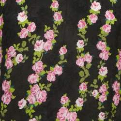 Gucci Black Floral Print Jacquard Crepe Top M