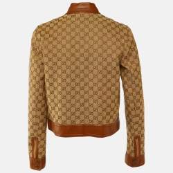 Gucci Brown Monogram Canvas & Leather Trim Jacket M