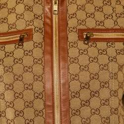 Gucci Brown Monogram Canvas & Leather Trim Jacket M