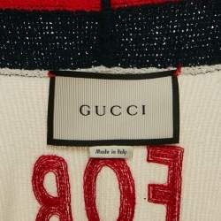 Gucci Cream Web Blind For Love Cotton Terry Tiger Embellished Cardigan M