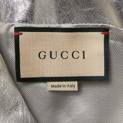 Pre Owned Gucci Silver Leather Short Skirt M