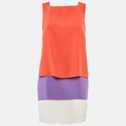 Gucci Red/Purple Silk Layered Sleeveless Mini Dress S