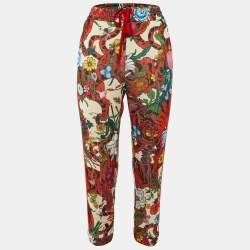 Gucci Multicolor Floral Print Jersey Logo Tape Trimmed Trackpants S