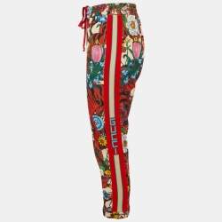 Gucci Multicolor Floral Print Jersey Logo Tape Trimmed Trackpants S