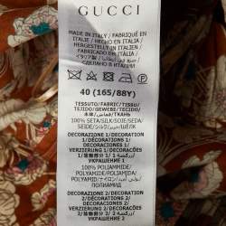 Gucci Brown Floral Print Silk Lace Trimmed Sleeveless Flounce Dress S