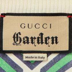 Gucci Green Printed Silk Zip-Up Jacket XS
