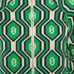 Gucci Green Printed Silk Zip-Up Jacket XS