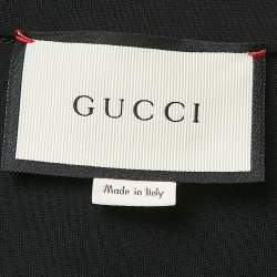 Pre Owned Gucci Black Jersey Ruffled Wed Tape Trim Detail Mini Dress S