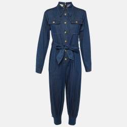Gucci Blue Denim Belted Jumpsuit S
