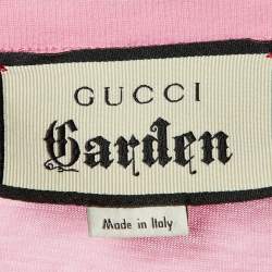 Gucci Garden Pink Eye Print Cotton Crew Neck T-Shirt XS