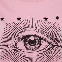 Gucci Garden Pink Eye Print Cotton Crew Neck T-Shirt XS