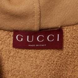 Gucci Brown Cotton Knit Hooded Sweatshirt Dress XS