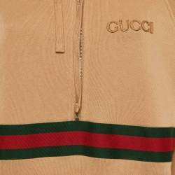 Gucci Brown Cotton Knit Hooded Sweatshirt Dress XS