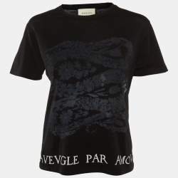 Gucci Black Printed Cotton Knit T-Shirt XS