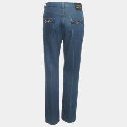 Pre Owned Gucci Blue Denim Horse Bit Detail Jeans M Waist 27"