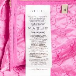 Pre Owned Gucci Pink GG Supreme Embroidery Silk Shorts S