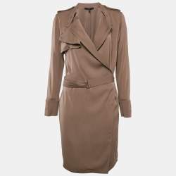 Gucci Brown Silk Belted Coat M