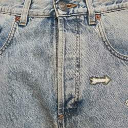 Gucci Blue Embroidered Denim Straight Leg Jeans S Waist 27"