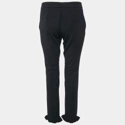 Gucci Navy Blue Cotton Ruffled Hem Trousers L