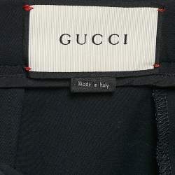 Gucci Navy Blue Cotton Ruffled Hem Trousers L