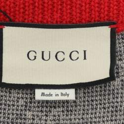Gucci Bicolor Logo Patterned Knit Contrast Trim Sweater Dress S