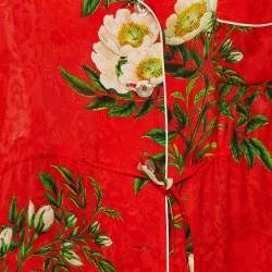 Gucci Red Floral Jacquard Crepe Pajamas Set S