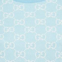Pre Owned Gucci Blue GG Monogram Jacquard Knit Long Sleeve Sweater S
