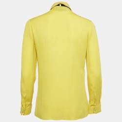 Pre Owned Gucci Yellow Silk Ruffled Shirt S