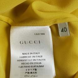 Pre Owned Gucci Yellow Silk Ruffled Shirt S