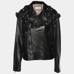 Gucci Black Leather Embellished Jacket M