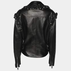 Gucci Black Leather Embellished Jacket M