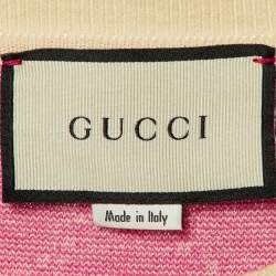 Pre Owned Gucci Pink GG Jacquard Knit Crew Neck Jumper S