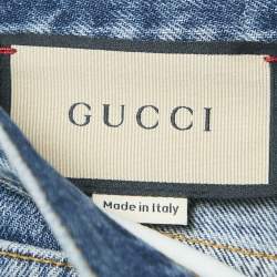 Pre Owned Gucci Blue Denim Horse-bit Detail Straight Jeans M Waist 28"
