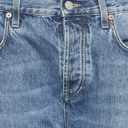 Pre Owned Gucci Blue Denim Horse-bit Detail Straight Jeans M Waist 28"