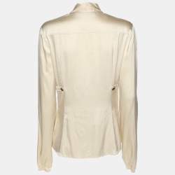 Gucci Cream Silk Long Sleeve Button Front Blouse M