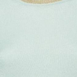 Pre Owned Gucci Green Lurex Trim and Cashmere Knit Crewneck Top M